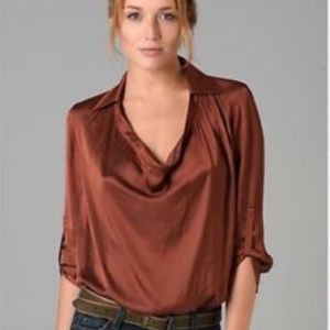 Vince cowl neck pull over tab sleeve